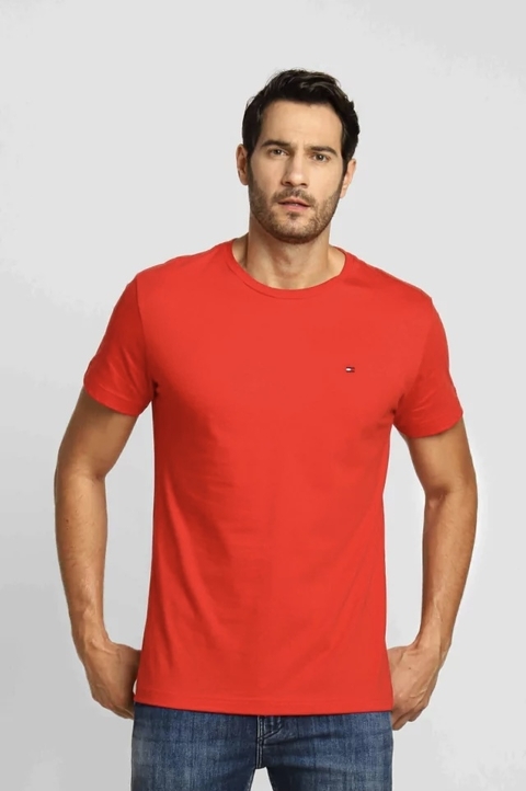 CAMISETA CLÁSSICA DE ALGODÃO VERMELHA TOMMY HILFIGER MASCULINA