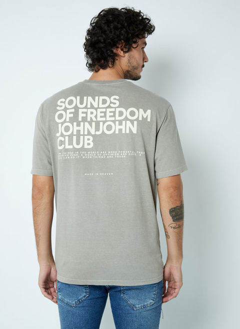 CAMISETA BASICA SOUNDS CLUB JOHN JOHN CINZA CLARO MASCULINA
