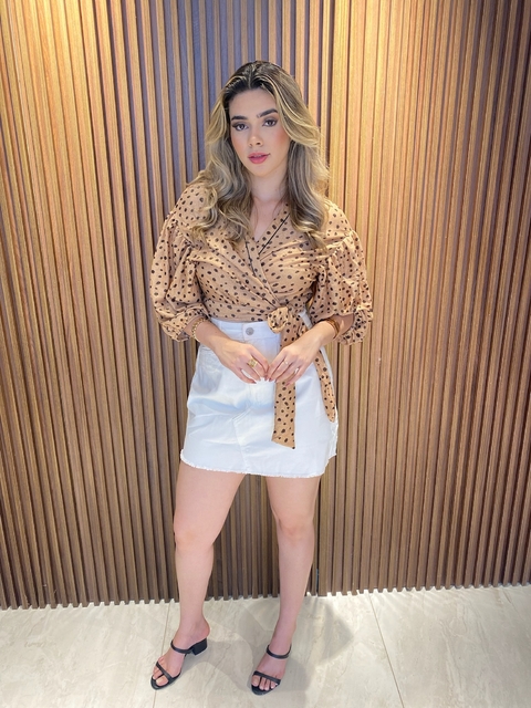 BLUSA TRANSPASSADA ESTAMPADA COM LEVE BRILHO LEZ A LEZ FEMININA