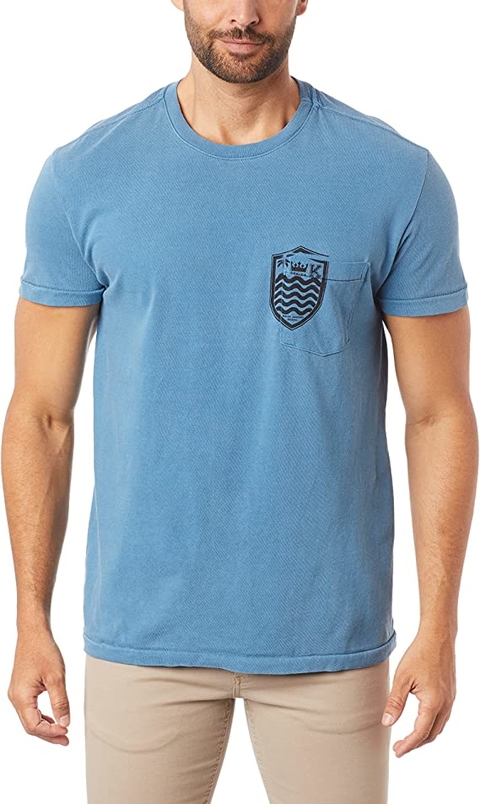 CAMISETA T-SHIRT BOLSO BRASAO MC AZUL OSKLEN MASCULINO