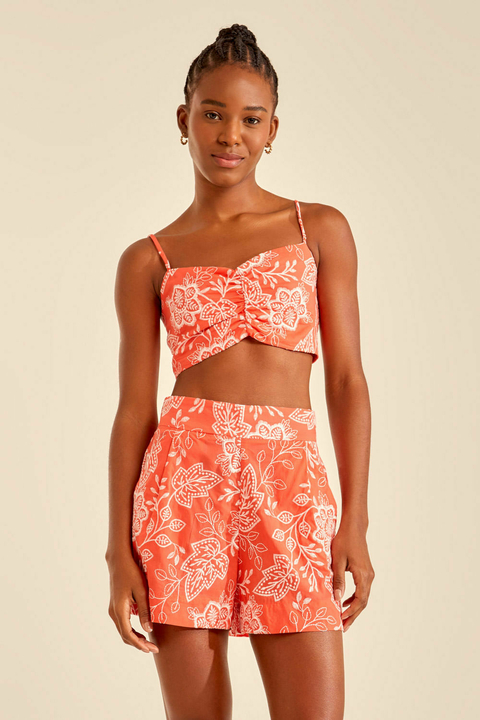 TOP VOIL BORDADO VERMELHO TROPICAL FEMININO OH BOY!