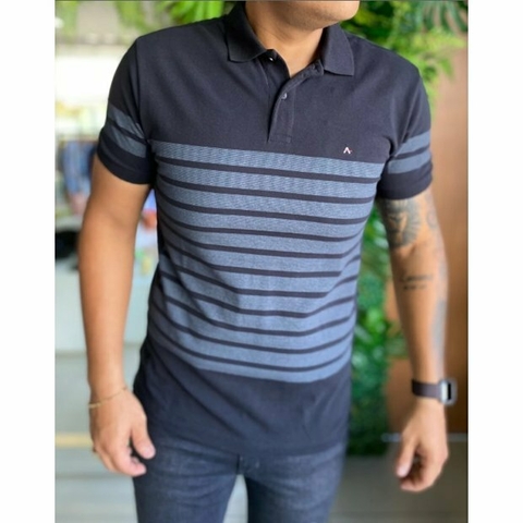 POLO PIQUET LISTRAS LOCALIZADAS AZUL MARINHO ARAMIS