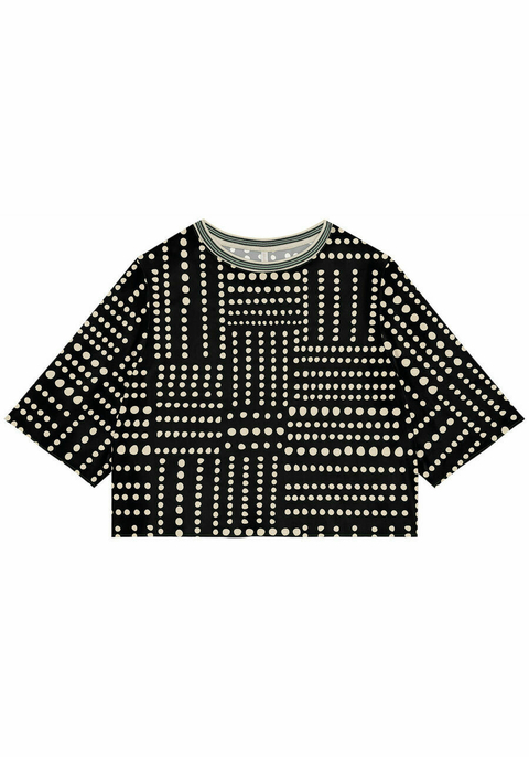 BLUSA AMPLA EM VISCOSE ESTAMPADA COM RETILÍNEA LEZ A LEZ FEMININA