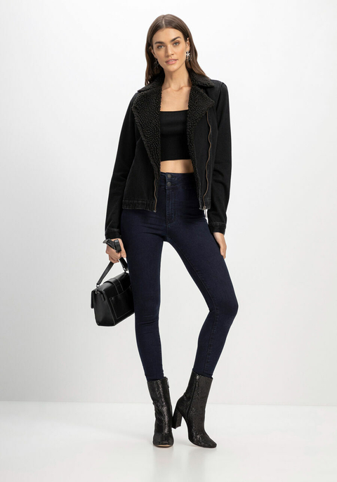 CALÇA JEANS JEGGING SUPER ALTA COM ELASTICIDADE LEZ A LEZ FEMININA