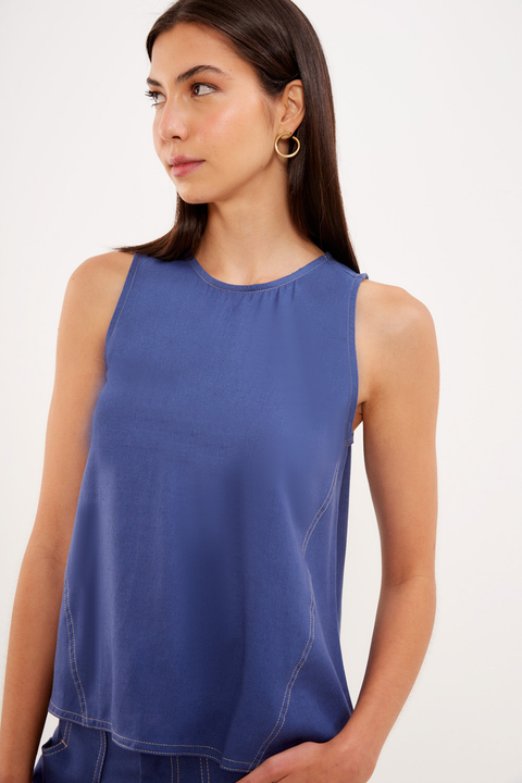 BLUSA LINHO FENDA LATERAL FEMININA SACADA