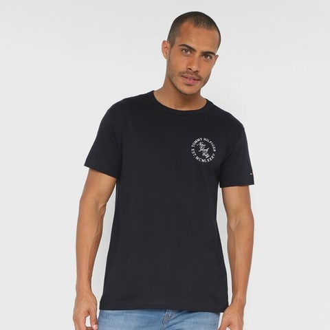 CAMISETA T-SHIRT LOGO AZUL MARINHO TOMMY HILFIGER MASCULINA