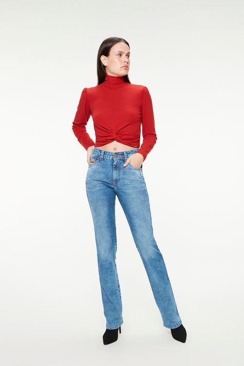 CALÇA JEANS AZUL MEDIO RETA C2 FEMININA DAMYLLER