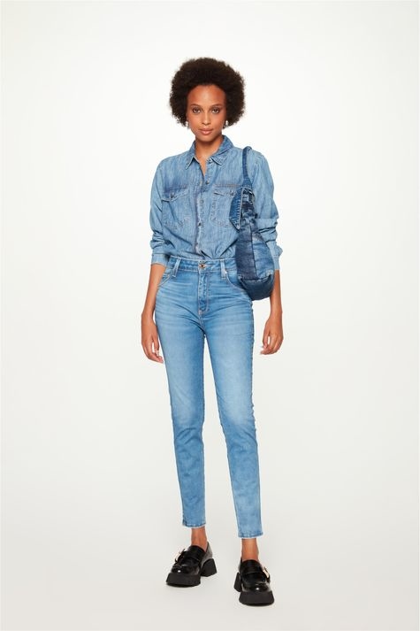 CALÇA JEANS JEGGING CINTURA ALTA CROPPED DAMYLLER FEMININA