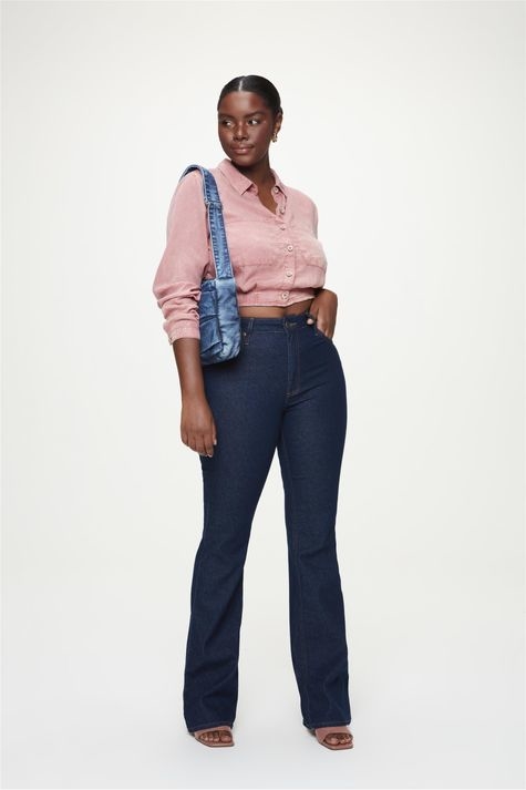 CALÇA JEANS ESCURO BOOT CUT CINTURA ALTA DAMYLLER FEMNINA