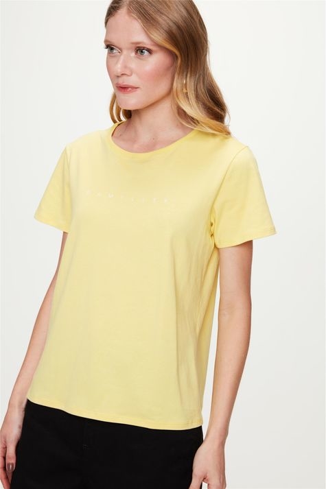 CAMISETA FEMININA COM ESTAMPA DAMYLLER AMARELA FEMININA