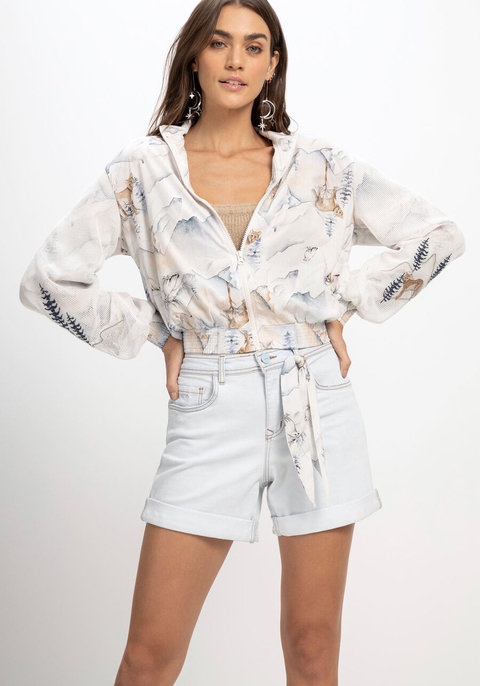 BERMUDA JEANS BOYFRIEND COM LENÇO ESTAMPADO LEZ A LEZ FEMININO