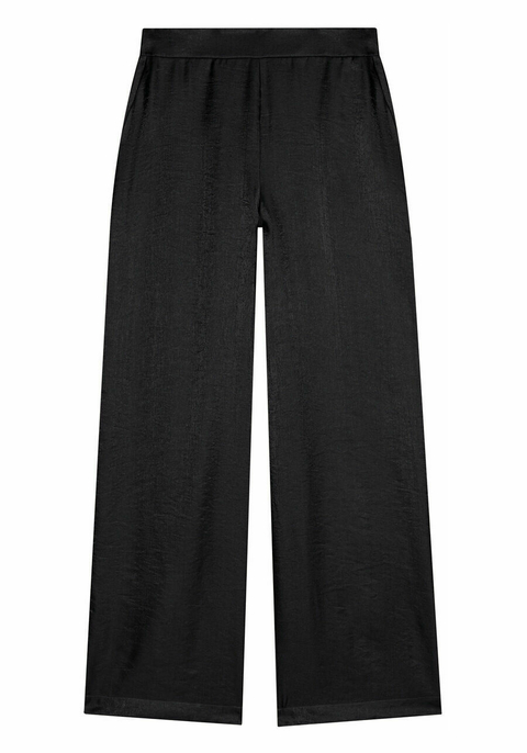 CALÇA RETA EM CETIM TEXTURIZADO COM CINTURA ALTA LEZ A LEZ PRETA FEMININA