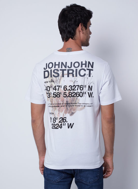 CAMISETA BASICA RX DISTRICT JOHN JOHN BRANCA MASCULINA
