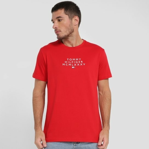 CAMISETA T-SHIRT SMALL CENTRE GRAPHIC VERMELHA TOMMY HILFIGER MASCULINA