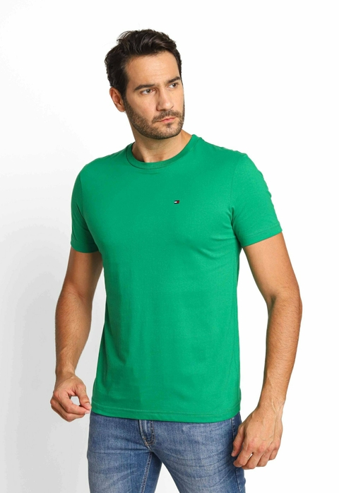 CAMISETA CLÁSSICA DE ALGODÃO VERDE TOMMY HILFIGER MASCULINA