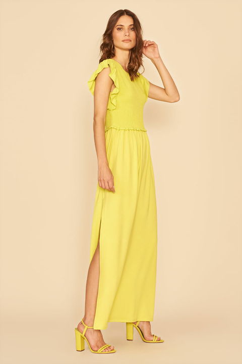 VESTIDO LONGO MIX TECIDO NEON MY PLACE FEMININO