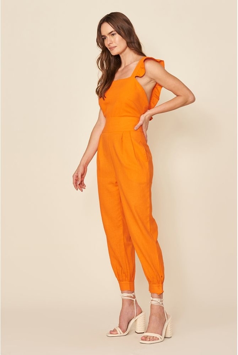 MACACÃO CRUZADO COSTAS BABADO CORAL MY PLACE FEMININO