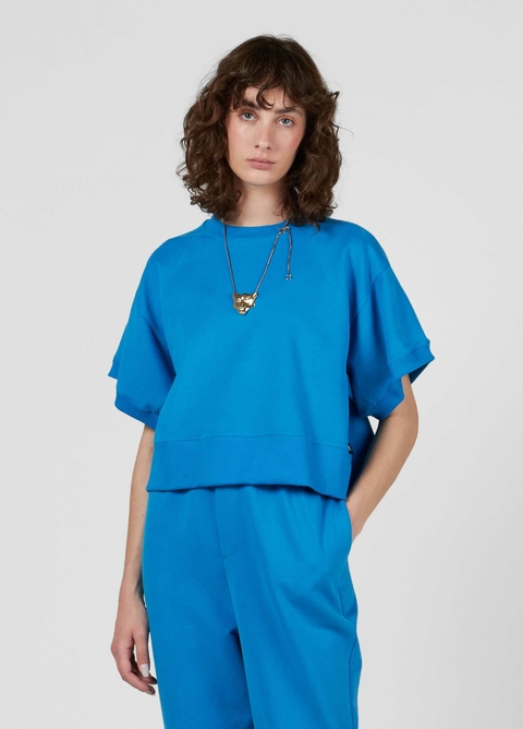 BLUSA MC MOLETOM PRIMARY AZUL OSKLEN FEMININA