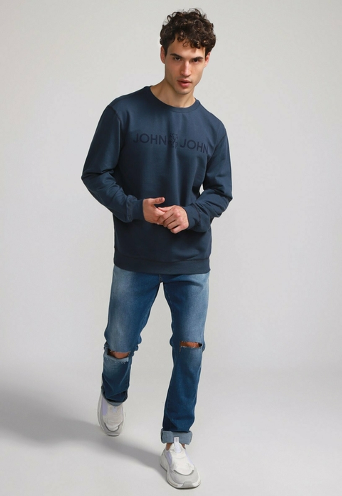 CASACO MOLETOM NEW BASIC JOHN JOHN AZUL MEDIO MASCULINO