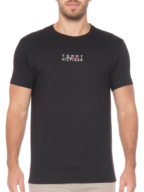 CAMISETA T-SHIRT SQUARELOGOTTE PRETA TOMMY HILFIGER MASCULINA