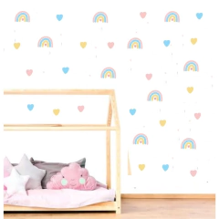 Kit Adesivo de Parede Arco Íris e Coração