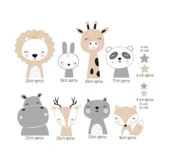 Adesivo de Parede + Faixas + Régua + Porta Maternidade + Quadros Animais Escandinavos - comprar online