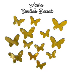 Kit 13 Borboletas em Acrílico Espelhado Dourado - Decoração Parede - Quartos - Brilhante Elegante e Moderno