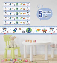 Imagem do Faixa Adesiva Decorativa Astronauta - Papel de Parede Infantil Sistema Solar