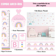 Adesivos de Parede + Faixas + Régua + Porta Maternidade + Quadros Arco Iris Boho - comprar online