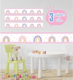 Faixa Adesiva Decorativa Arco Iris - Adesivo de Parede Infantil - Decoração Quarto de Menina - Studio Algo Mais