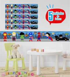 Imagem do Faixa Adesiva Decorativa Herois - Adesivo de Parede Infantil - Decoração Quarto de Menino