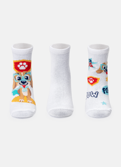 Kit com 3 meias soquete bebê menino Cachorro
