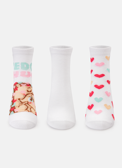 Meia tripack micro kids club menina Corações