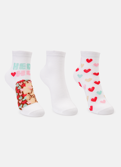 Meia tripack micro kids club menina Corações - comprar online