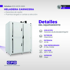 Heladera Carnicera Con Ganchera + Choricera 93 PIES / ECO-HC93-2000 - CFG Equipamientos Comerciales