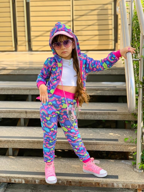 Conjunto moletinho infantil menina Kamille coração