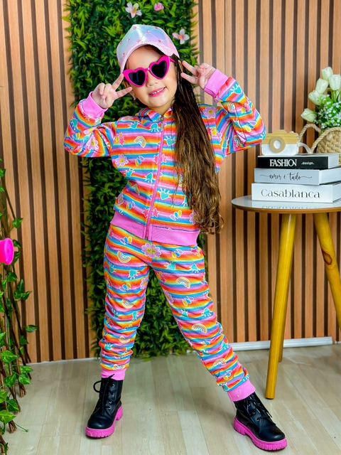 Conjunto de moletom infantil menina inverno Faby Colorido