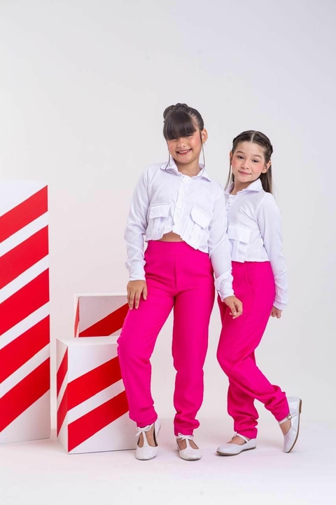 Conjunto calça alfaitaria e camisa cropped Helô - comprar online