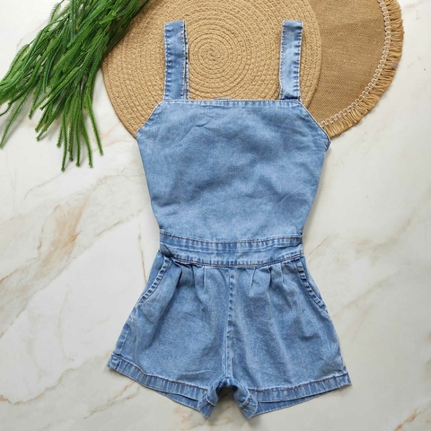 Macaquinho jeans infantil menina