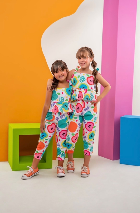 Conjunto infantil calça e cropped kiara maçã