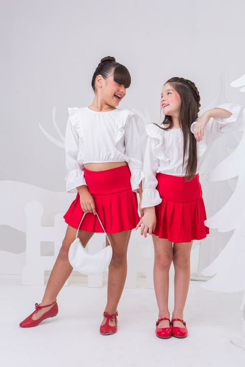 Conjunto infantil cropped e short saia Milena COLEÇÃO FESTAS