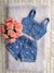 Conjunto jeans juvenil de cropped e shorts coração - comprar online