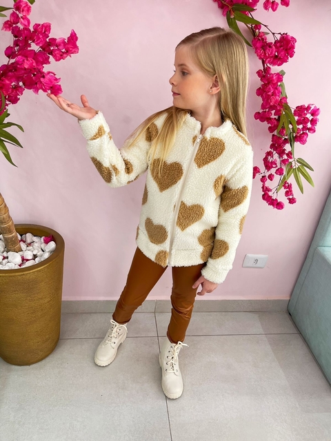 Conjunto infantil casaco ted e calça legging BEGE