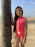 Maiô infantil menina zíper regata verão menina Rosa neon