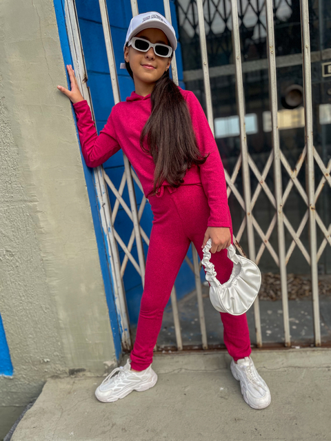 Conjunto infantil de lãzinha menina capuz