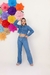 Jaqueta jeans juvenil cropped coração na internet