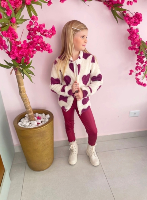 Conjunto infantil casaco ted e calça legging MARSALA