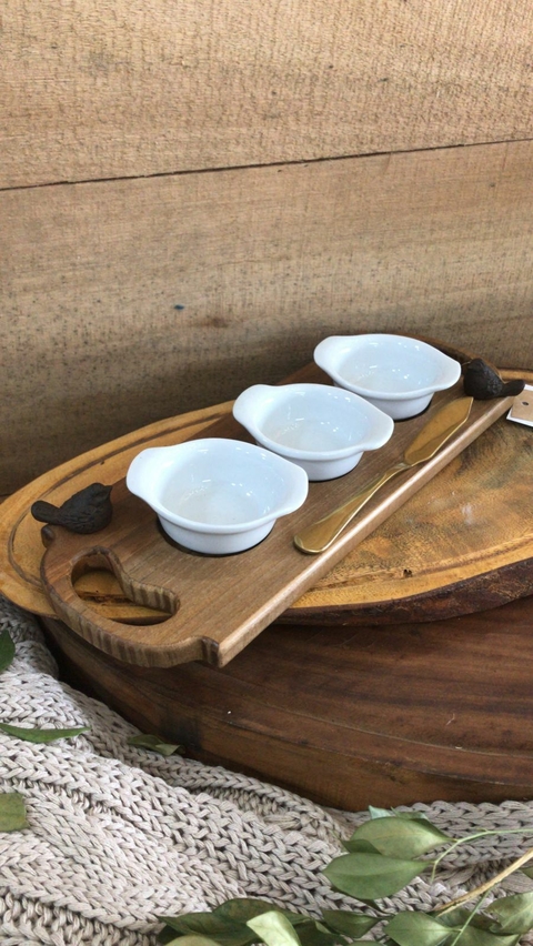 Tabua Petisqueira Com 3 Potes