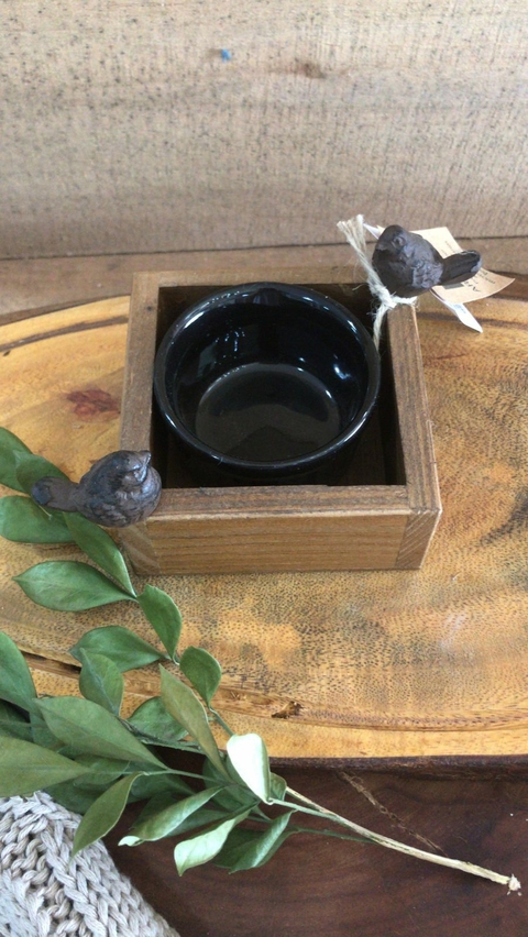 Petisqueira Madeira de Pássaros com 1 Pote