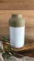 Vaso de Cerâmica Branco e Efeito Madeira